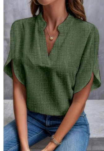 Summer Short-sleeved Chiffon Shirt New V-neck Shirt Women's Casual Versatile Clothing - Image 7