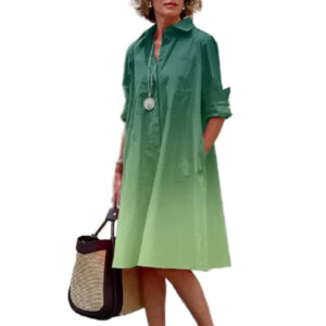 Women's Elegant Floral 3D Digital Printing Single Row Open Button Shirt Dress