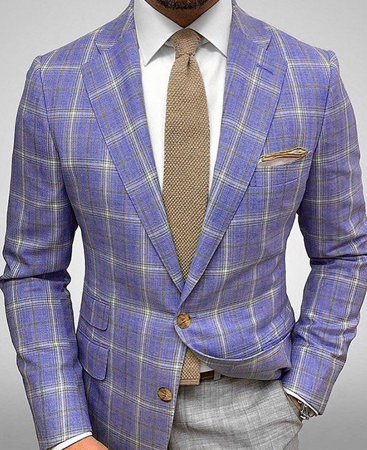 Light Business Men's Suit Printed Checks Coat - Image 6
