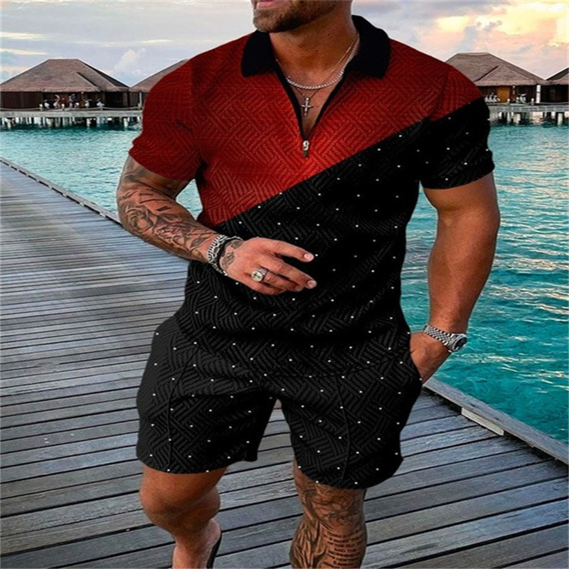 Men's 3d Polo Shirt Suit Lapel Short Sleeve Pullover Leisure Suit