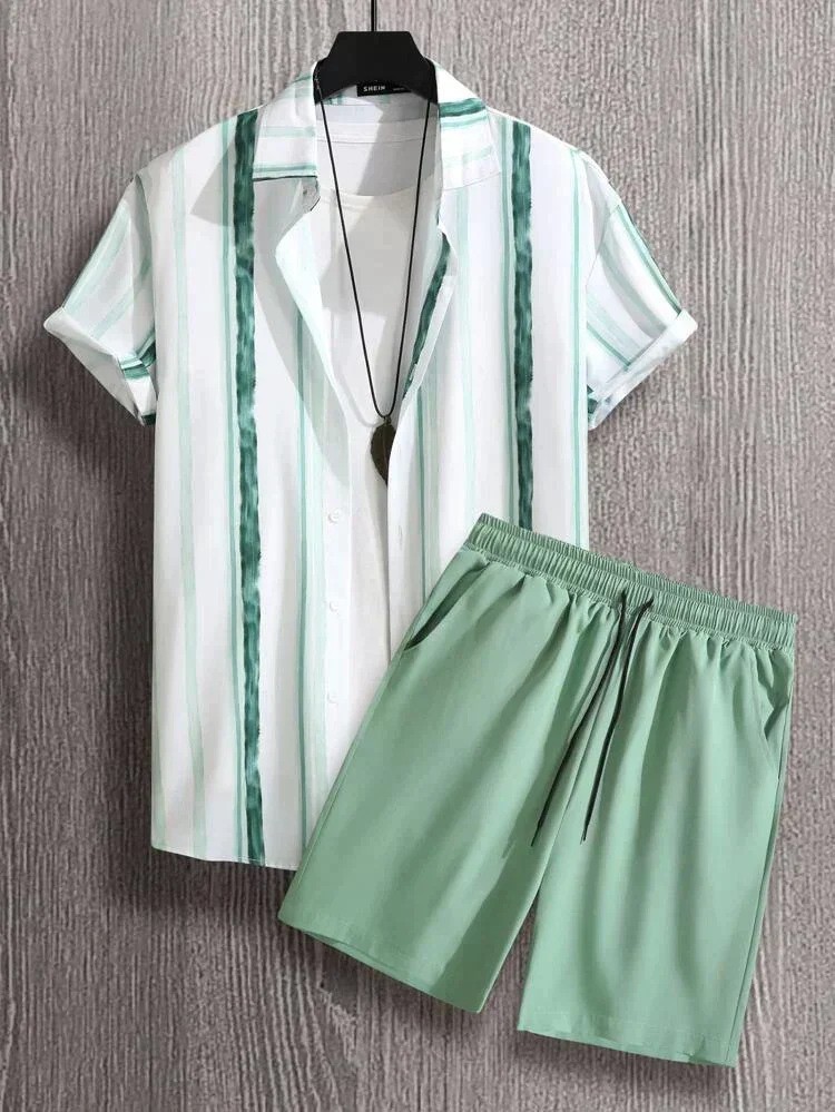 Popular Short Sleeve Hipster Beach Style Hawaii Suit - Image 3