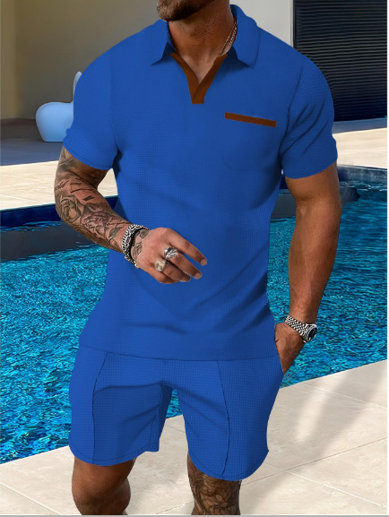 Men's 3d Polo Shirt Suit Lapel Short Sleeve Pullover Leisure Suit - Image 6