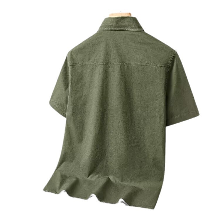 Solid Color Short Sleeve Men's Workwear Shirt - Image 5
