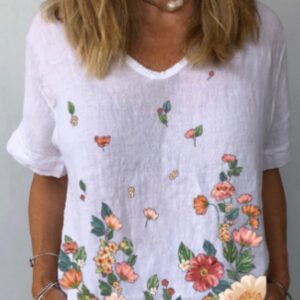 Printed Color Women's T-shirt For Summer
